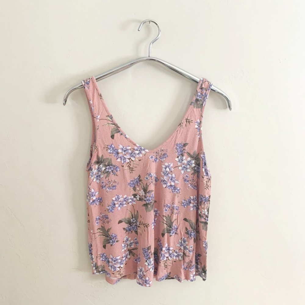 AEO Crepe Pink Printed Swing Cami